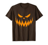 Vintage Jack o Lantern Halloween Tee Pumpkin Face Jack O Lantern Scary Carved Halloween Costume T-Shirt - Brown