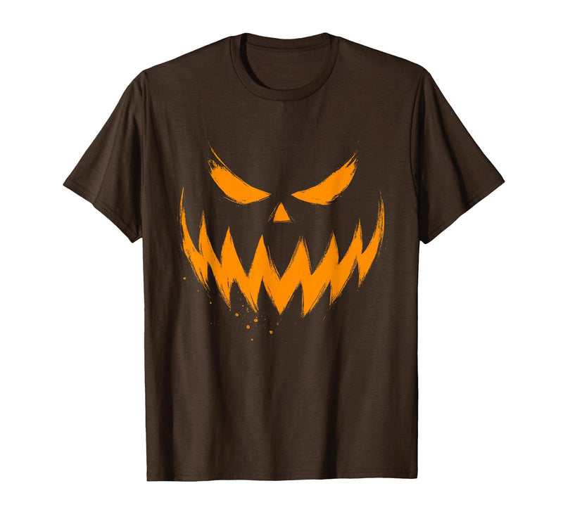 Vintage Jack o Lantern Halloween Tee Pumpkin Face Jack O Lantern Scary Carved Halloween Costume T-Shirt - Brown