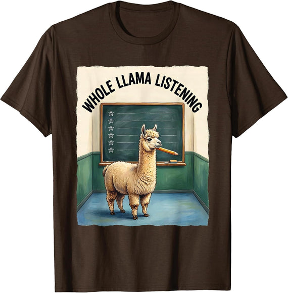 Whole Llama Listening Storybook Funny Llama Lover Gift T-Shirt - Brown