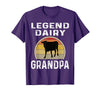 Funny Dairy Farmer Gifts Legend Dairy Grandpa Retro Sunset Cow Farming Funny Cattle T-Shirt - Purple
