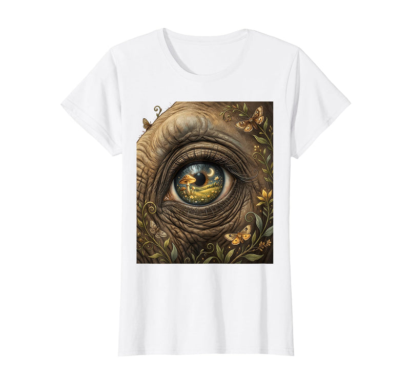 Mademark Elephant Eye Landscape Reflection Wildlife Art T-Shirt - Women - White