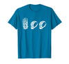 Deaf Halloween ASL Costume Boo Hands ASL Halloween Skeleton Hand American Sign Language Boo T-Shirt - Sapphire Blue