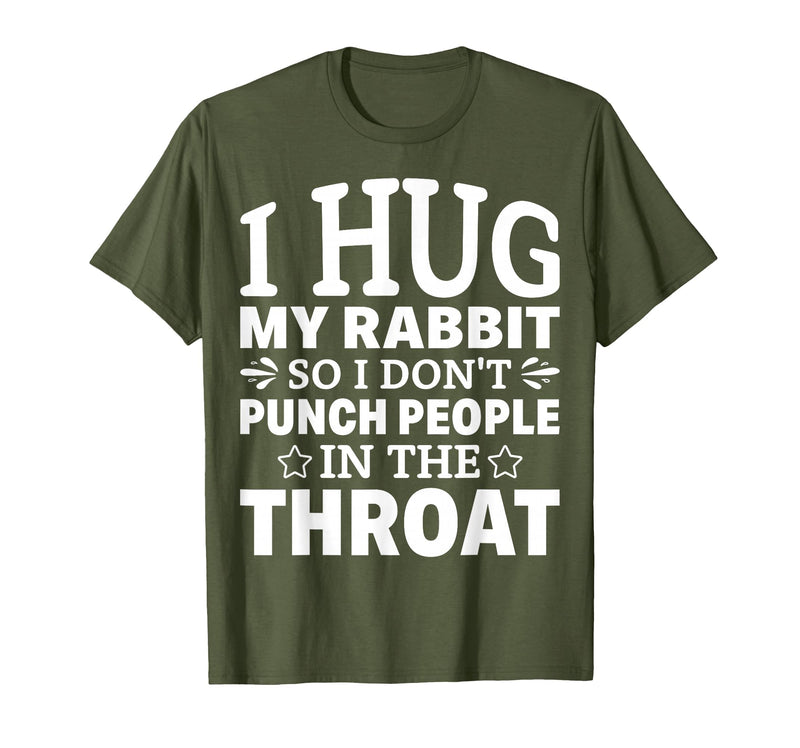I Hug My Rabbit I Easter Bunny Design Lionhead Rabbit T-Shirt in Olive Green