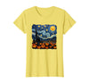 Teacher Halloween by K Halloween Pumpkin Starry Night Van Gogh Funny Art Teacher T-Shirt - Lemon Yellow