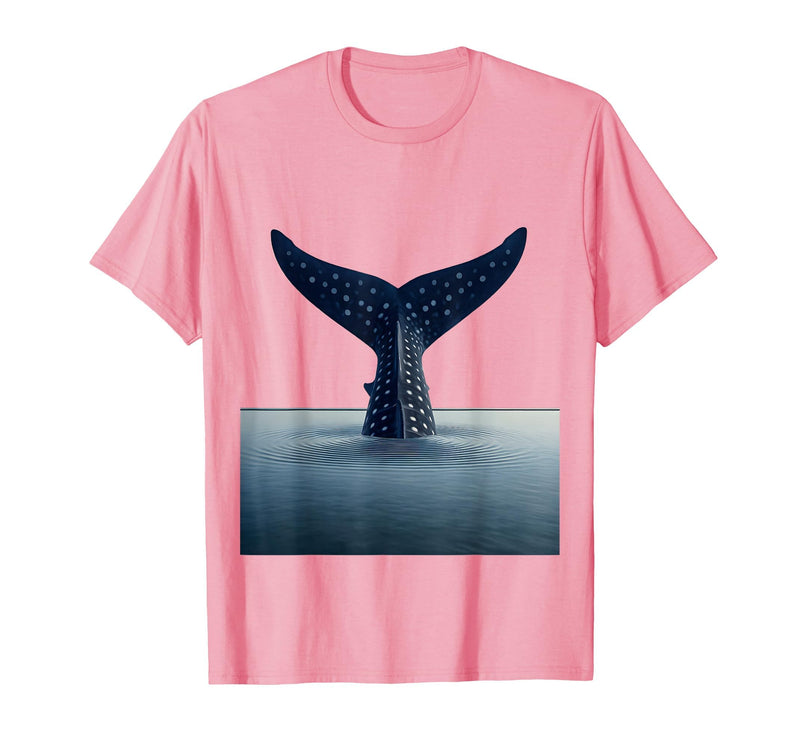 Mademark Whale Shark Tail Fin Breaking Calm Water T-Shirt - Pink