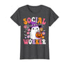 Groovy Social Worker Halloween Ghost Costume Halloween Social Worker Ghost Cute Social Worker Halloween T-Shirt - Dark