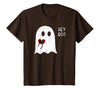 Halloween Ghosts & Stuff Clothing Hey Boo Ghost Heart Hand Sign Cute Halloween Spooky Season T-Shirt - Brown