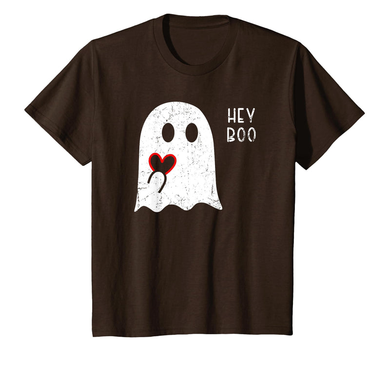 Halloween Ghosts & Stuff Clothing Hey Boo Ghost Heart Hand Sign Cute Halloween Spooky Season T-Shirt - Brown