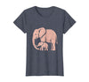Mademark Mama Elephant Trunk Wrapped Around Baby T-Shirt - Women - Heather Blue
