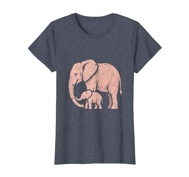 Mademark Mama Elephant Trunk Wrapped Around Baby T-Shirt - Women - Heather Blue