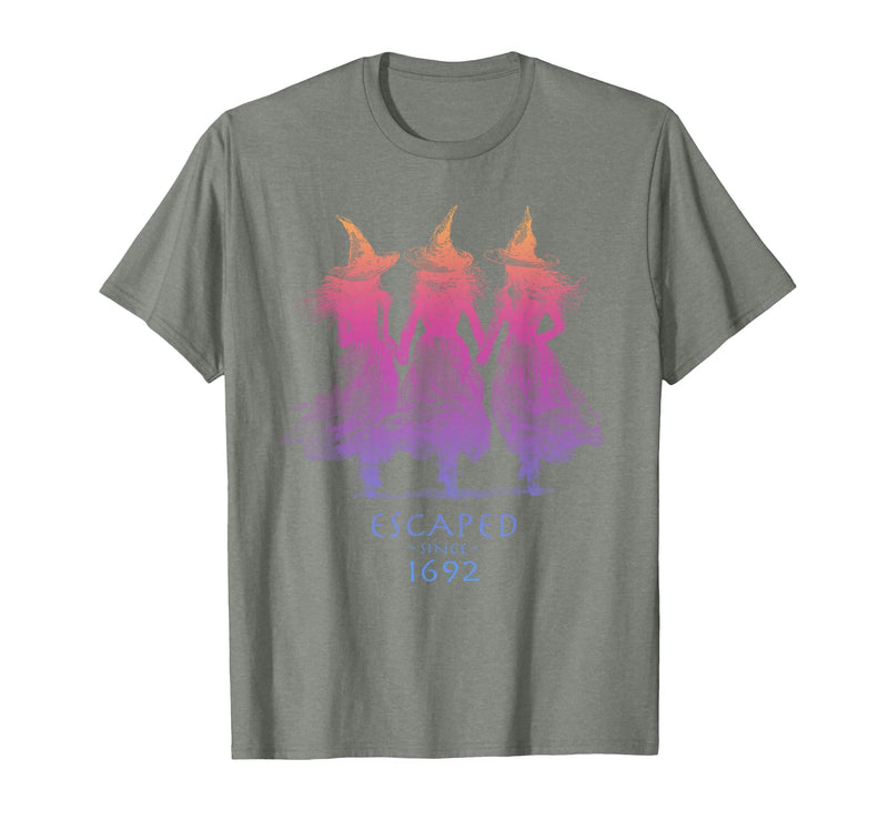 Escaped Since 1692 Halloween Escaped Since 1692 Funny Witch Halloween Design T-Shirt - Olive Heather