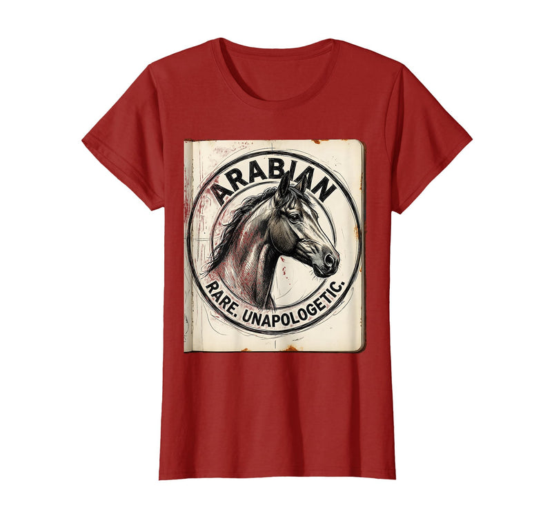Mademark Arabian Rare Unapologetic Horse Portrait Design T-Shirt - Cranberry Red