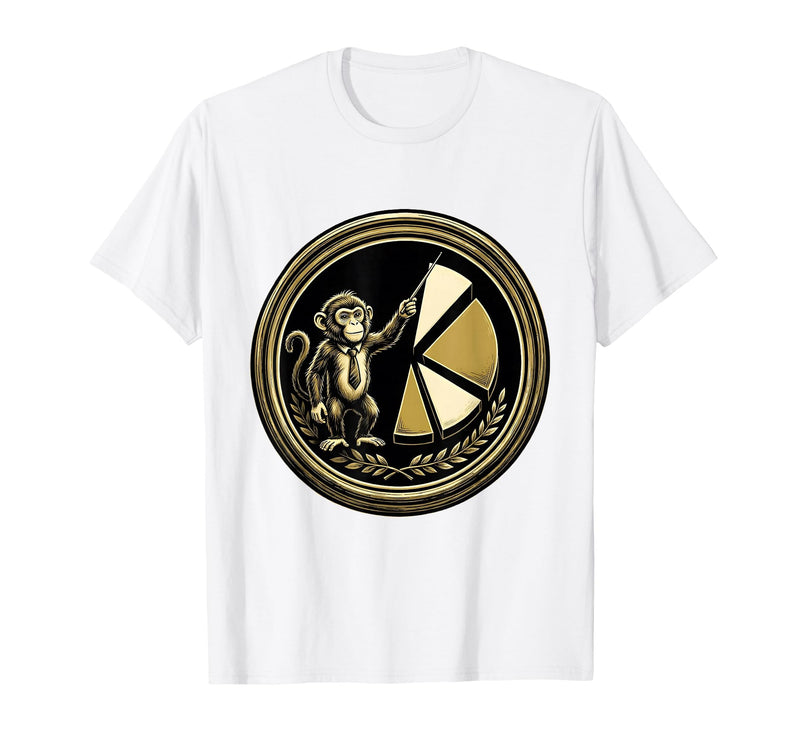 Mademark Monkey Business Pie Chart Funny Graphic Tee T-Shirt - Men - White