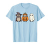 Funny Retro Hedgehog Halloween Witch Spooky Ghost Hedgehog Lover Pumpkin Halloween T-Shirt - Baby Blue