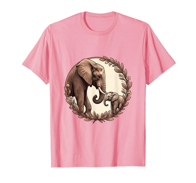 Mademark Elephant Mom and Baby Trunk Touch Pregnancy Tee T-Shirt - Men - Pink