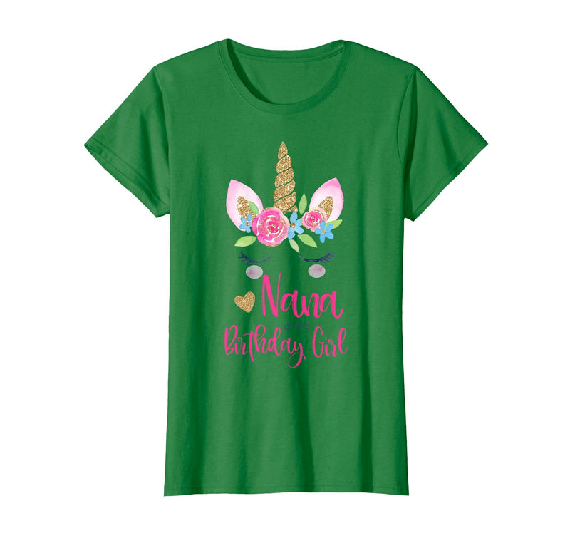 Unicorn Birthday Girl Family Shirts Unicorn Nana of The Birthday Girl Shirt Matching Party Tee T-Shirt - Kelly Green