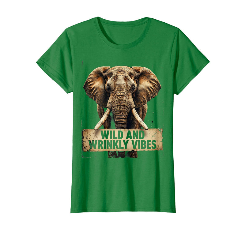 Mademark Wild and Wrinkly Vibes Elephant Graphic Design T-Shirt - Women - Kelly Green