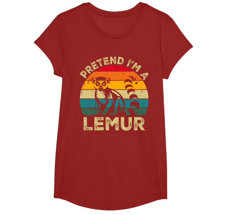 Funny Costume Party Halloween Tees by T&T Pretend I'm A Lemur Lazy Halloween Costume T-Shirt - Cranberry Red