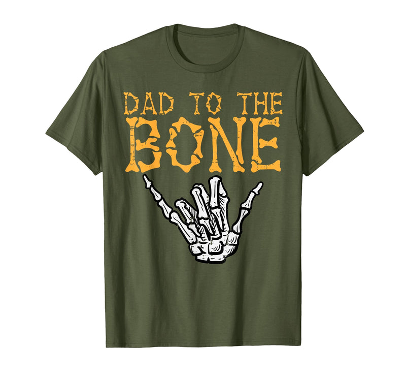 Mens Halloween Shirts For Dad Daddy Papa Men Halloween Dad to The Bone Skeleton Hand Fun Papa Costume Men T-Shirt - Olive
