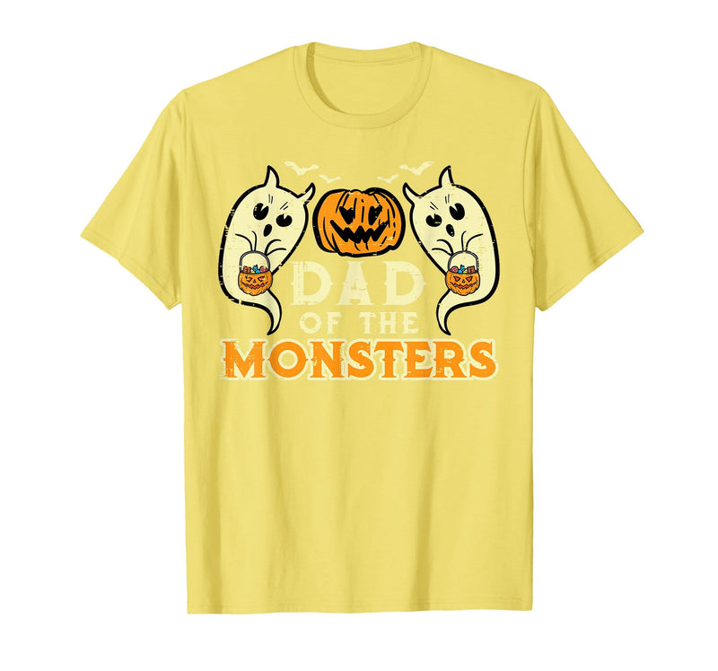 Mens Halloween Shirts For Dad Daddy Papa Men Halloween Dad of Monsters Funny Family Costume Papa Daddy T-Shirt - Lemon Yellow