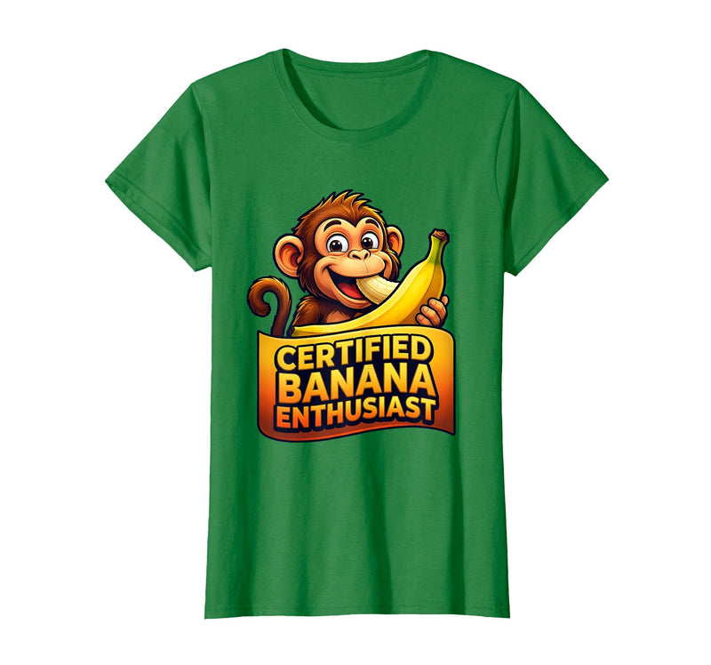Mademark Certified Banana Enthusiast Funny Monkey Design T-Shirt - Women - Kelly Green