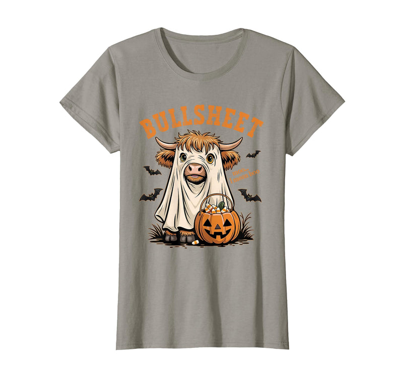 Bullsheet Highland Cow Ghost Halloween Tees Moo... I Mean Boo Bullsheet Highland Cow Ghost Halloween T-Shirt - Slate Grey