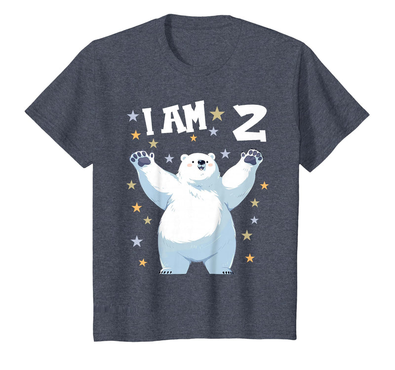 2 years old 2nd birthday Polar Bear Kids 2 Years Old 2 Birthday Polar Bears Boy Girl Polar Bear T-Shirt - Heather Blue