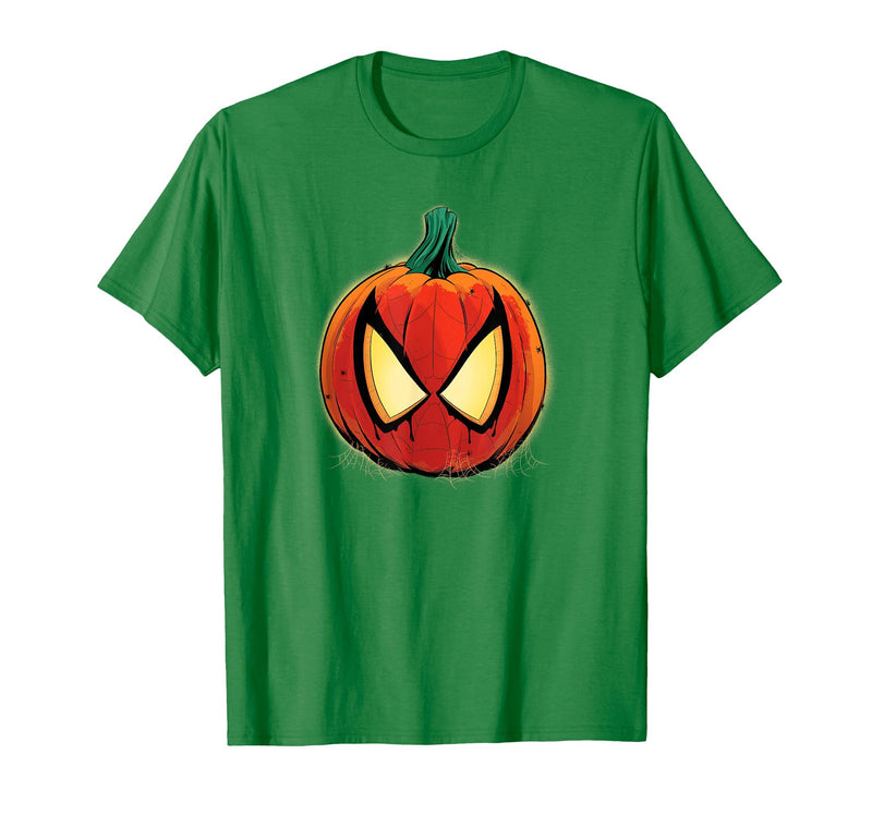 Marvel Spider-Man Halloween Spooky Pumpkin Jack-o'-Lantern T-Shirt - Kelly Green