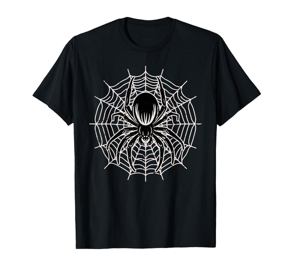 Halloween Shirts For Women Men Kids Boys Girls Halloween Spider with Web Vintage Costume Men Boys Kid Women T-Shirt - Black