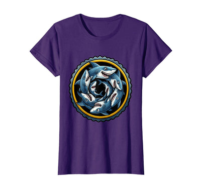 Shark Spiral Vortex School of Sharks Design T-Shirt