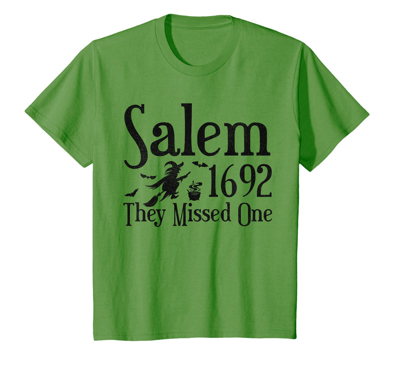 Salem 1692 They Missed One Witch Tees 1692 They Missed One Salem Womens Halloween Distressed T-Shirt - Grass Green