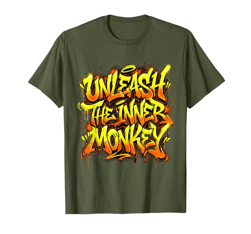 Mademark Unleash the Inner Monkey Fun Primate Design T-Shirt - Men - Olive Green