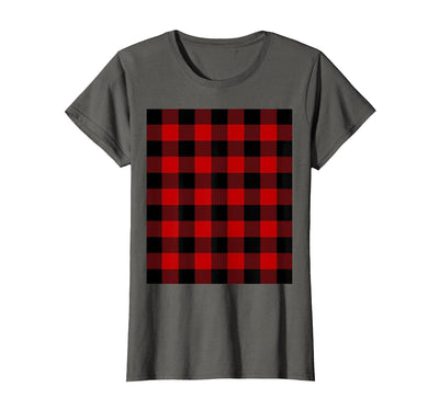 Cow Buffalo Plaid and Checker Square Black Red Tartan T-Shirt