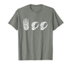 Deaf Halloween ASL Costume Boo Hands ASL Halloween Skeleton Hand American Sign Language Boo T-Shirt - Olive Heather