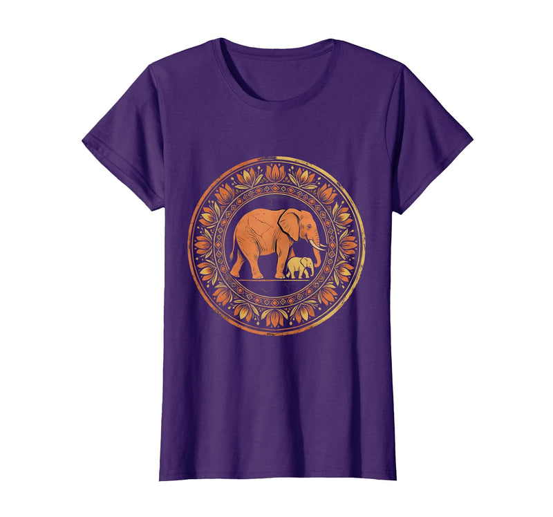 Mademark Elephant Mom and Baby Pregnancy Announcement T-Shirt - Women - Purple