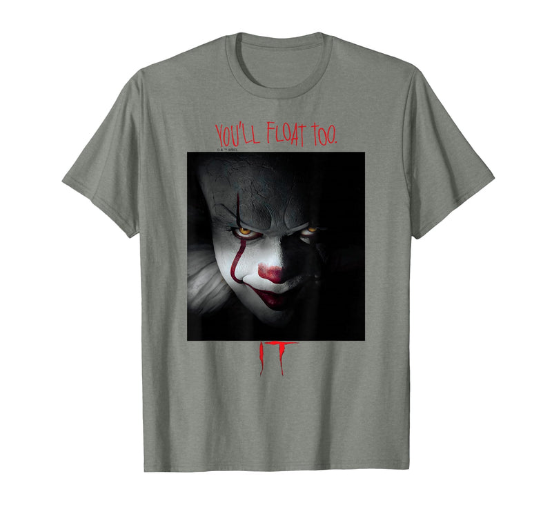 IT Films/TV Series - Pennywise You'll Float Too T-Shirt - Olive Heather