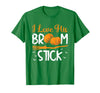 Match Halloween Couple Costumes I Love His Broomstick I Love Her Pumpkins T-Shirt - Kelly Green