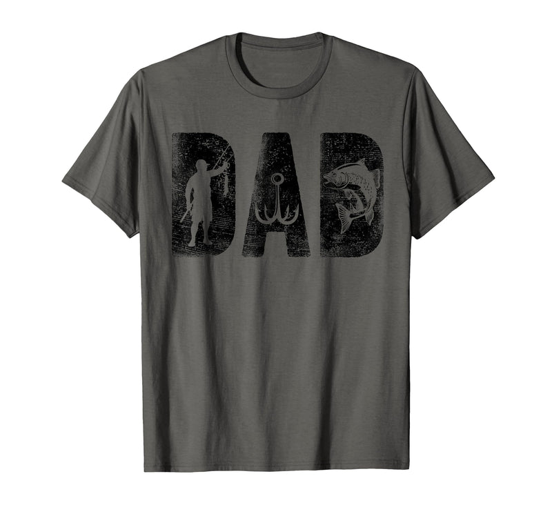 Fishing Gifts for Dad Father's Day Fisherman Fishing Dad Birthday Classic Bold Font Fish Daddy T-Shirt - Asphalt Grey