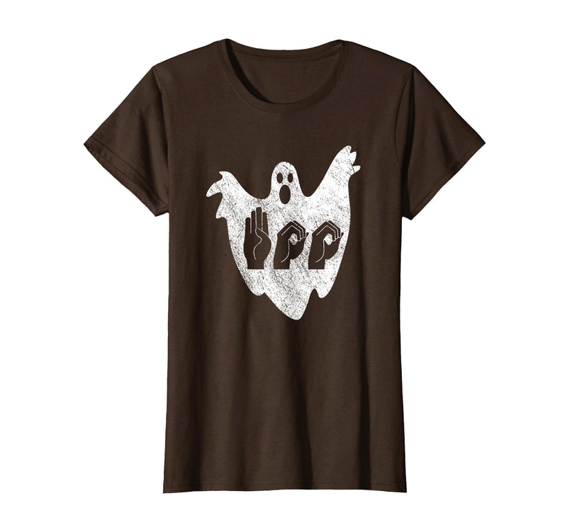 Sign Language Apparel Funny ASL American Sign Language Halloween T-Shirt - Brown