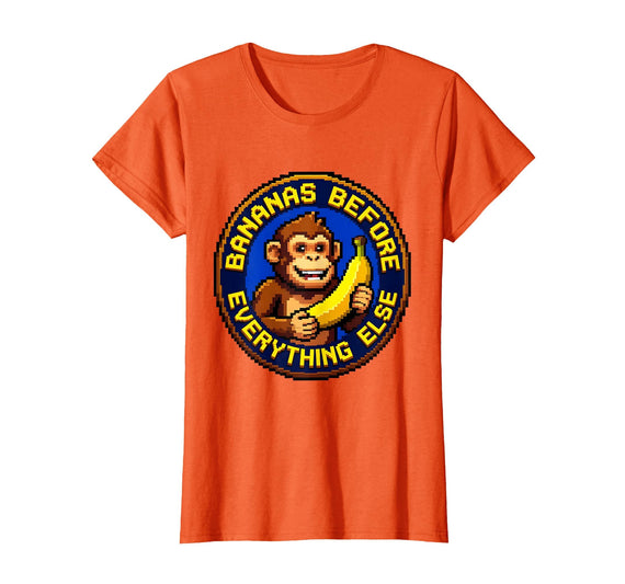 Mademark Bananas Before Everything Else Monkey Design T-Shirt - Women - Orange