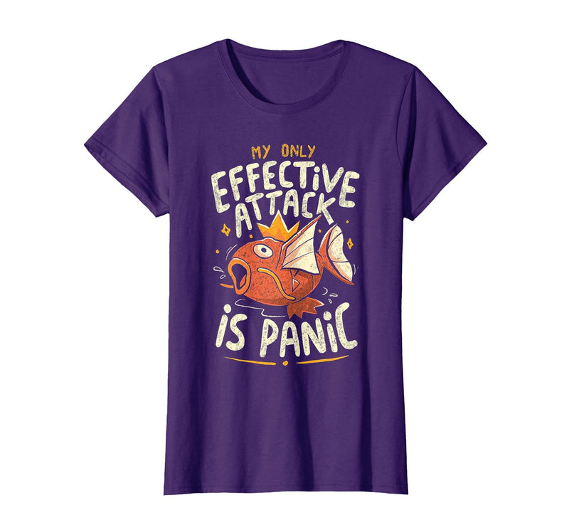 Funny My Only Effective Attack Is Panic Tee Shirt Fish My Only Effective Attack is Panic T-Shirt - Purple