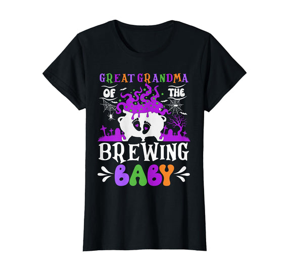 Brewing Baby Family Matching Halloween Costumes Great Grandma of The Brewing Baby Grandma to Be Halloween T-Shirt - Black