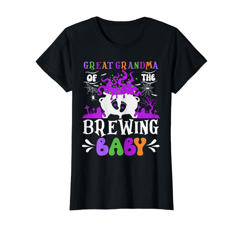 Brewing Baby Family Matching Halloween Costumes Great Grandma of The Brewing Baby Grandma to Be Halloween T-Shirt - Black