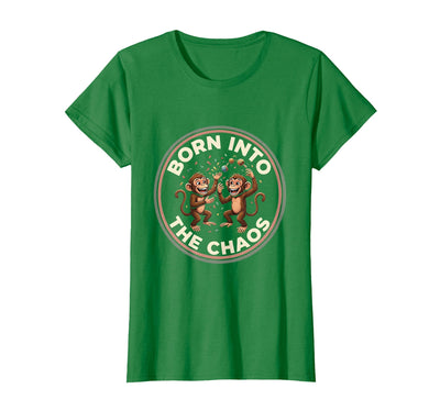Born Into The Chaos Circus Monkey Design T-Shirt - Women