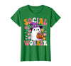 Groovy Social Worker Halloween Ghost Costume Halloween Social Worker Ghost Cute Social Worker Halloween T-Shirt - Kelly Green