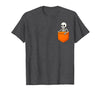 Halloween Spooky Funny Design Skeleton in Pocket Halloween Spooky Funny Skull Costume T-Shirt - Dark Heather Grey