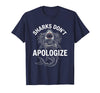 Mademark Sharks Don't Apologize Bold Women's Design T-Shirt - Navy Blue