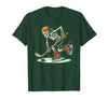 Halloween Costume For Hockey Lovers Funny Skeleton Hockey Halloween for Ice Hockey Lovers T-Shirt - Dark Green