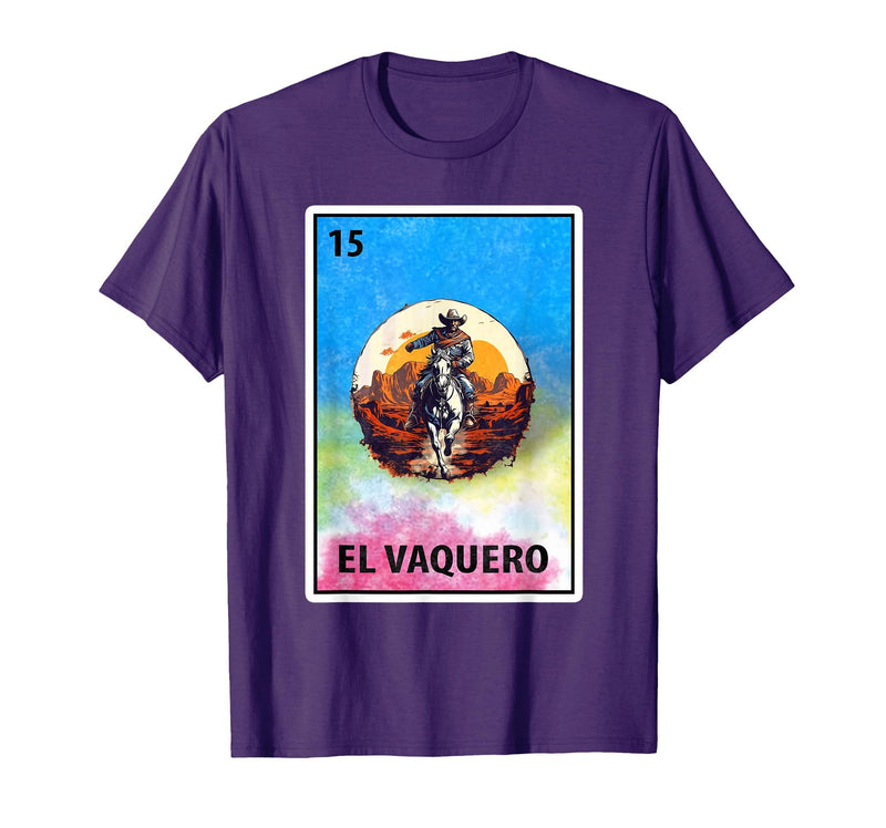 Cowboy Mexican Cards Mexican Bingo El Vaquero T-Shirt - Purple