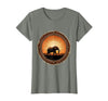 Mademark Elephant Silhouette Glowing Safari Sunset T-Shirt - Women - Olive Heather